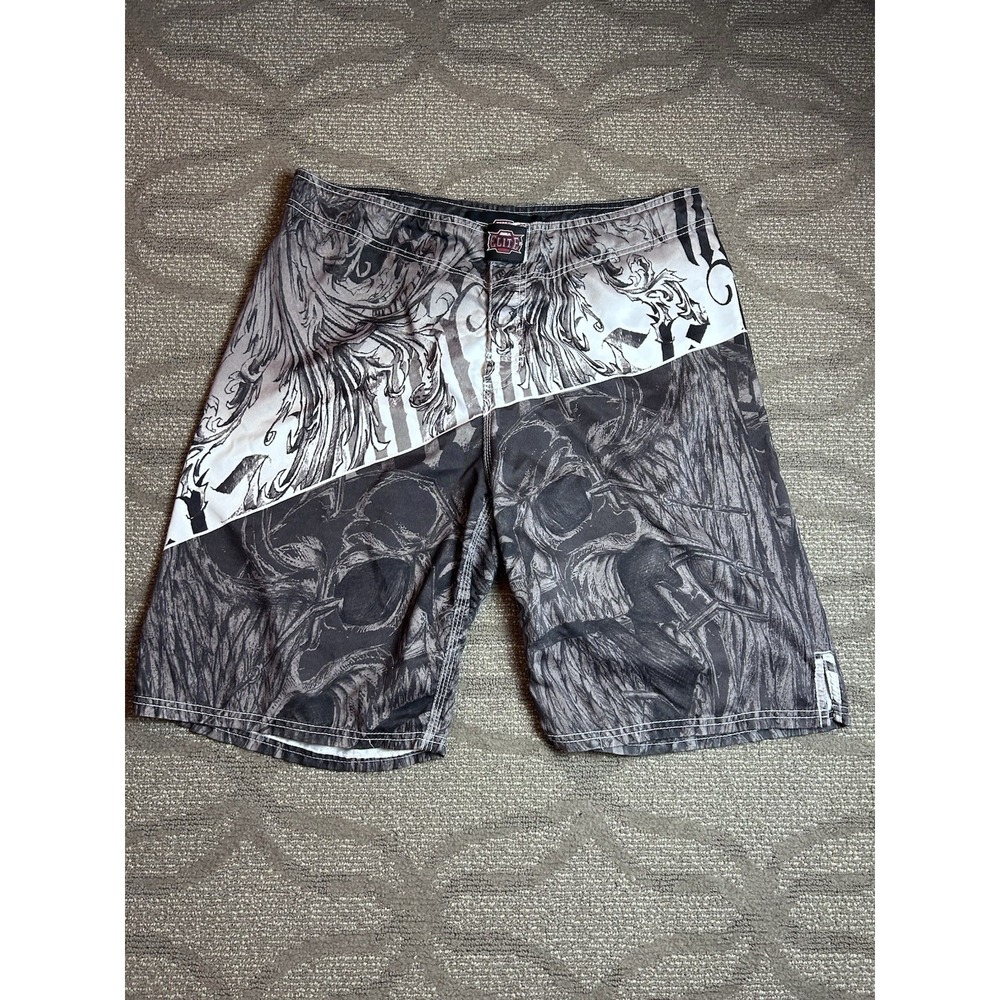 Vintage MMA Elite Shorts Mens L Fighting Jiu Jitsu Boxing Brown/White Y2K Board